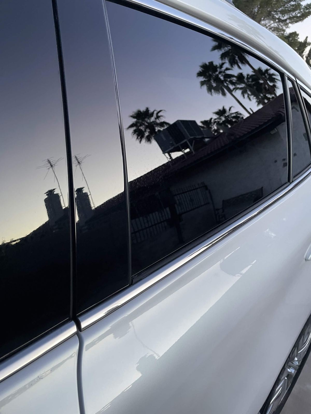 Detailed window trim and glass after mobile detailing in Las Vegas
