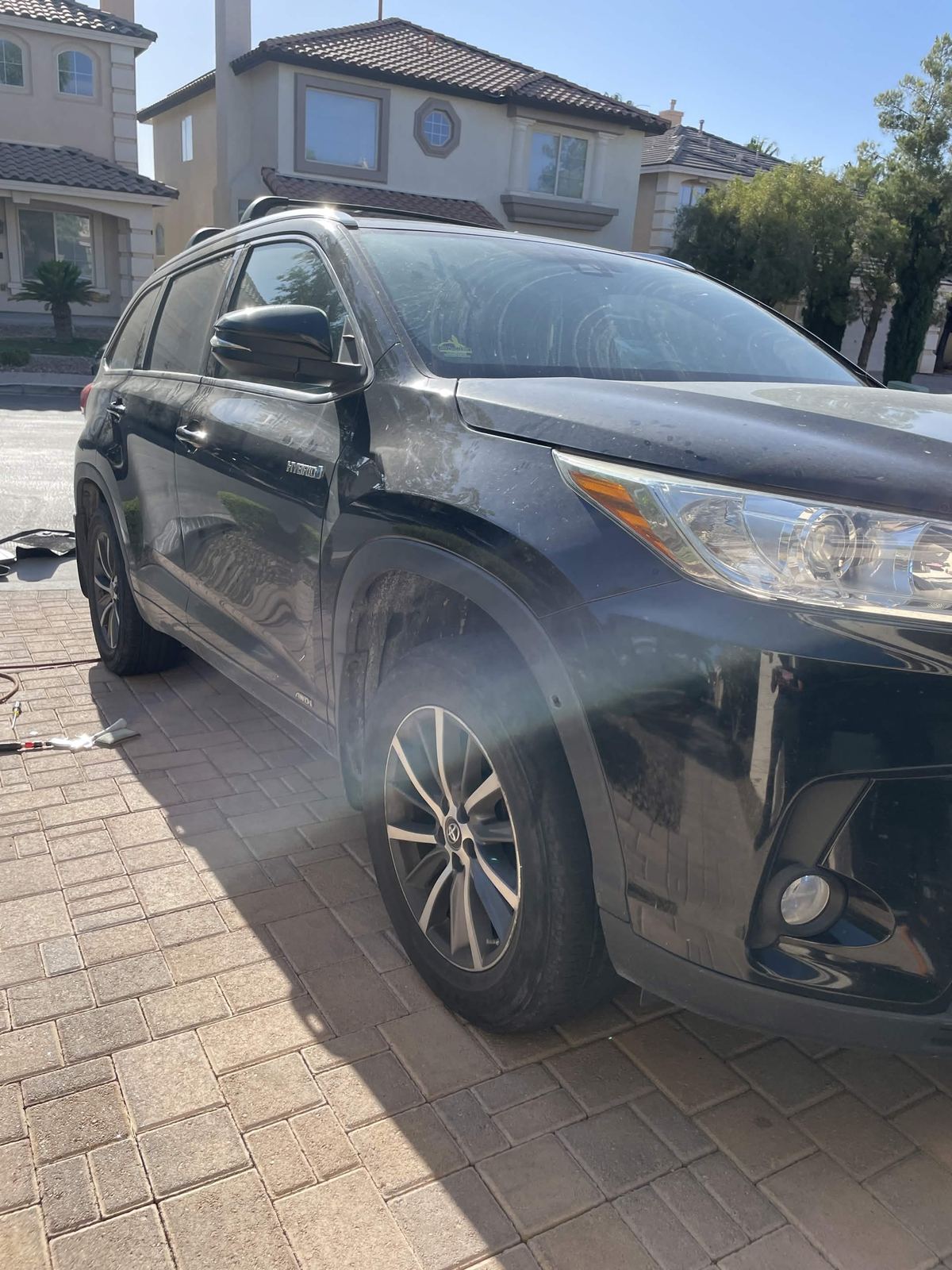 Black Toyota Highlander SUV before full detail in Las Vegas